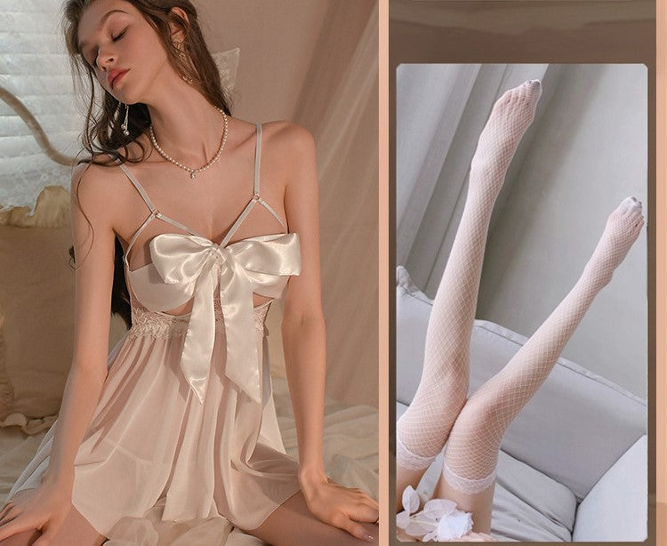 Babydolls | 3 Piezas | Negro | Talla única | Panti de seda/Panti de malla | 24