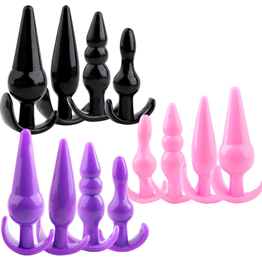 Butt Plug - Tapón Anal | Set de 4 | Negro | Morado | Rosado | A12